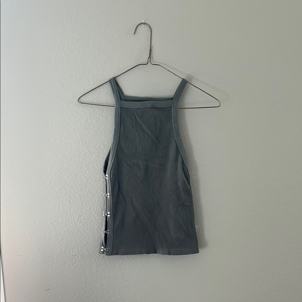 Zara Gray Ribbed Tank Top - Picture 4 of 4